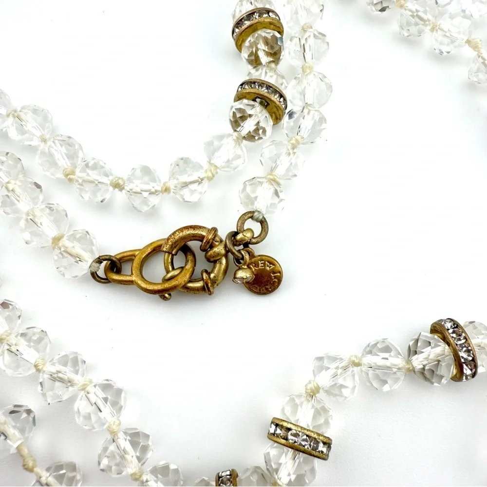J. Crew Clear and Gold Beaded Necklace